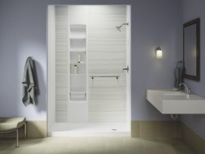 Modern shower system with grab bar