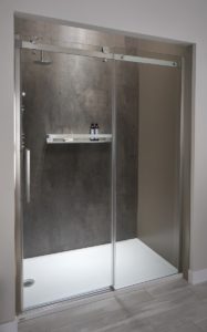 Shower stall with glass door